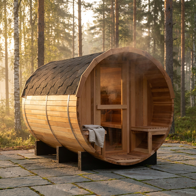 6-Person Patchworkred Cedar Traditional Steam Barrel Sauna