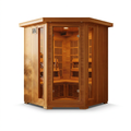 4-Person Cedar Corner Infrared Sauna with 10 Carbon Heaters