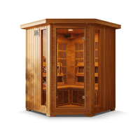 4-Person Cedar Corner Infrared Sauna with 10 Carbon Heaters — Studio Shot